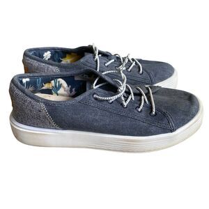 Hey Dude Cody Craft Shoes Boys Youth 4 EU 36 Blue Linen Slip On Sneakers Casual